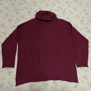 Eileen Fisher Turtleneck Sweater Tunic Cotton Cashmere Oversized Knit Medium MP